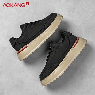 英伦风休闲皮鞋 夏季 软底小黑鞋 子男 百搭鞋 板鞋 奥康正品 男2025新款