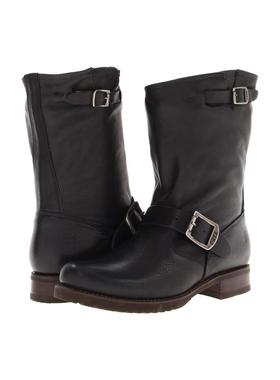 代购FRYE女士马丁靴透气缓震舒适防滑圆头金属扣带皮质鞋面