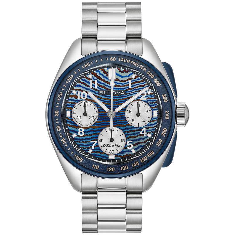 代购BULOVA宝路华男士腕表计时夜光测速日期钢带防水蓝盘钢壳
