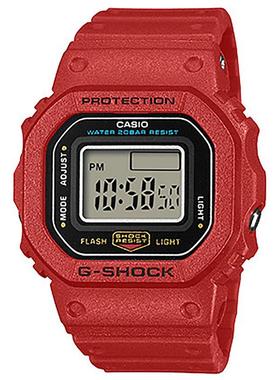 代购G-SHOCK男士腕表计时夜光双时区自动日历红色树脂方形防水