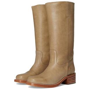 代购FRYE女士长筒靴透气舒适耐用防滑拉链设计圆头粗跟拼接鞋底