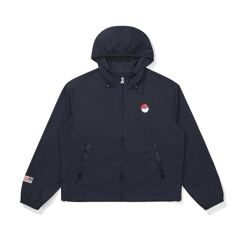 代购MALBON GOLF女士运动夹克防风保暖透气轻便深蓝色尼龙面料