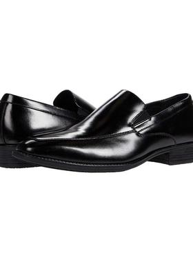 代购STACY ADAMS男士乐福鞋透气吸汗软底防滑黑色套脚方头