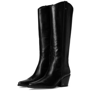 代购 Edelman女士长筒靴轻便透气舒适防滑尖头粗跟侧拉链 Sam