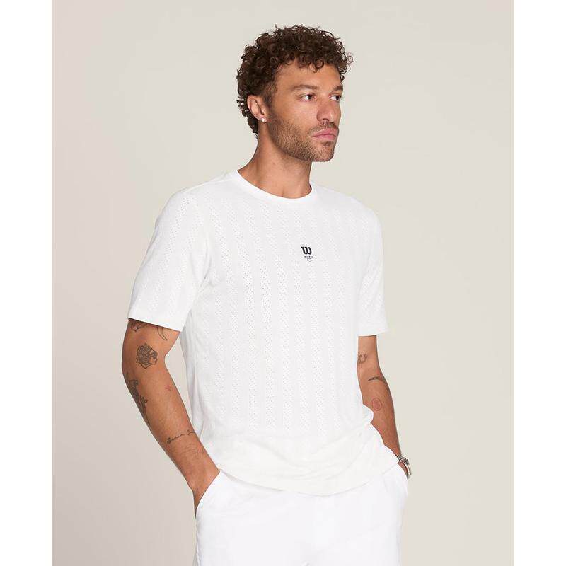 代购Wilson威尔胜男士运动T恤快干排汗通风舒适白色圆领短袖