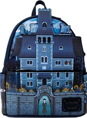 代购Loungefly女式双肩背包周三Addams奇幻发光设计休闲通勤包