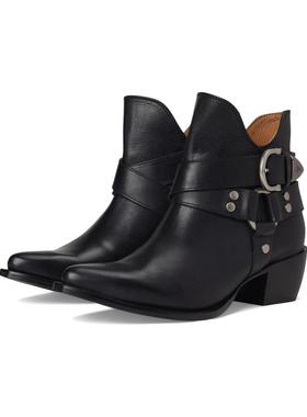 代购FRYE女士短靴舒适鞋垫耐磨鞋底稳固方跟透气内里多带设计