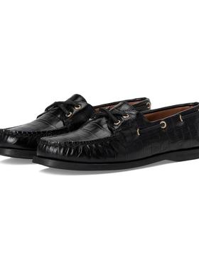 代购SPERRY女士船鞋透气舒适轻便耐用圆头系带皮革鞋面橡胶鞋底