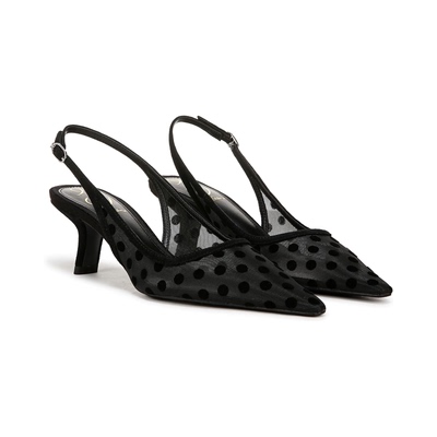 代购Sam Edelman女士高跟鞋透气轻便低跟舒适波点网眼尖头后绊带