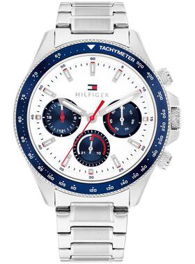 代购TOMMY HILFIGER男士腕表计时夜光日期测速钢带金属防水44mm