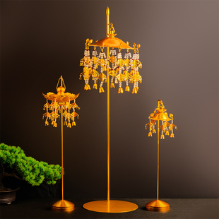 宝盖佛前金莲花佛前花供具佛具鎏金璎珞宝盖华盖佛伞寺庙装饰吊灯