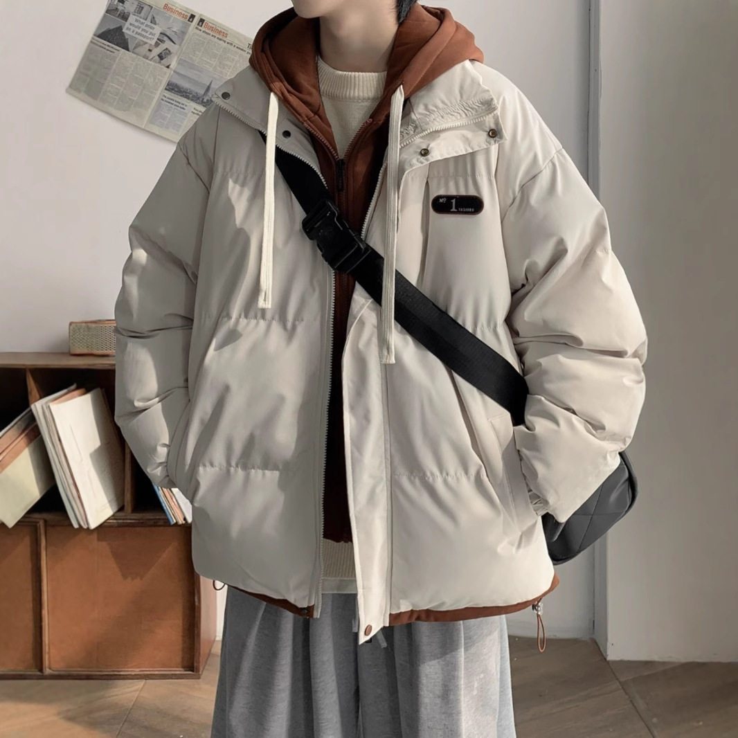 假两件棉服男款冬季宽松休闲加厚保暖棉衣外套日系潮流连帽棉袄