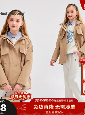 暇步士童装女童加绒风衣25秋冬新品大童学院风外套儿童保暖厚外套