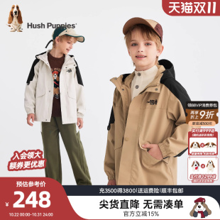 暇步士童装 大童宝宝户外服运动儿童宽松外套 男童三防风衣25秋新品