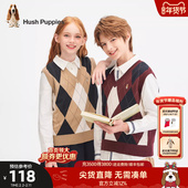 暇步士童装 儿童马甲春秋新品 男童V领学院风女童针织背心宝宝马夹