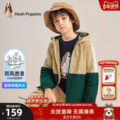 暇步士童装 男童风衣秋冬新款 大童休闲拼色连帽上衣儿童宽松外套