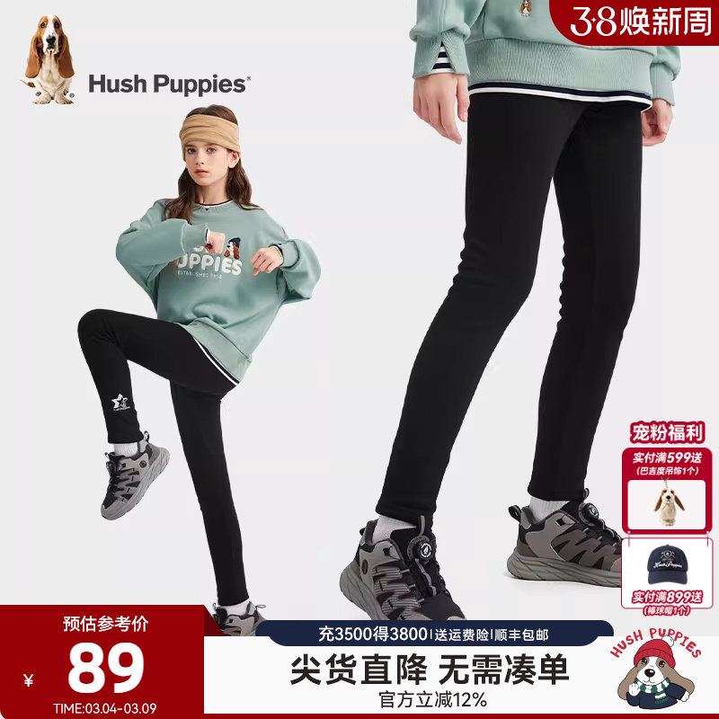 暇步士童装女童打底裤秋冬装新款大童一体绒修身长裤儿童弹力裤子