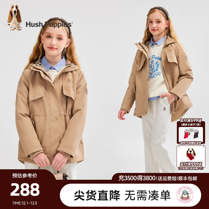 暇步士女童加绒厚风衣大童外套