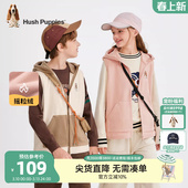 暇步士童装 男童摇粒绒连帽坎肩女童休闲保暖背心 儿童马甲春秋款