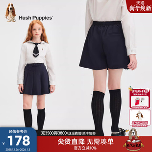 女童透气休闲裤 暇步士童装 中大童学院风短裤 春秋新品 女童百褶裙裤
