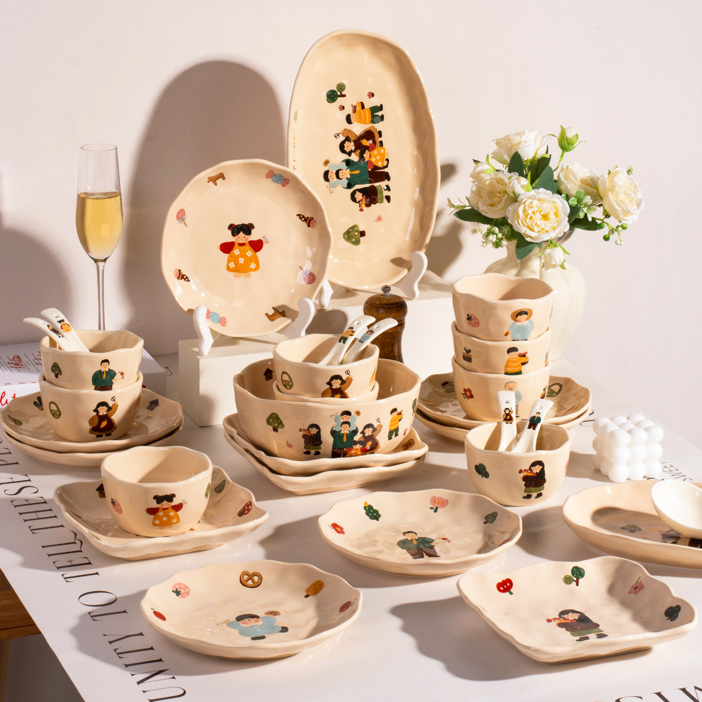 一家三口餐具套装2025新款高颜值碗个人专用家用碗碟碗盘套装组合,餐饮具,碗,淘宝优惠券,粉丝福利购,淘宝优惠卷