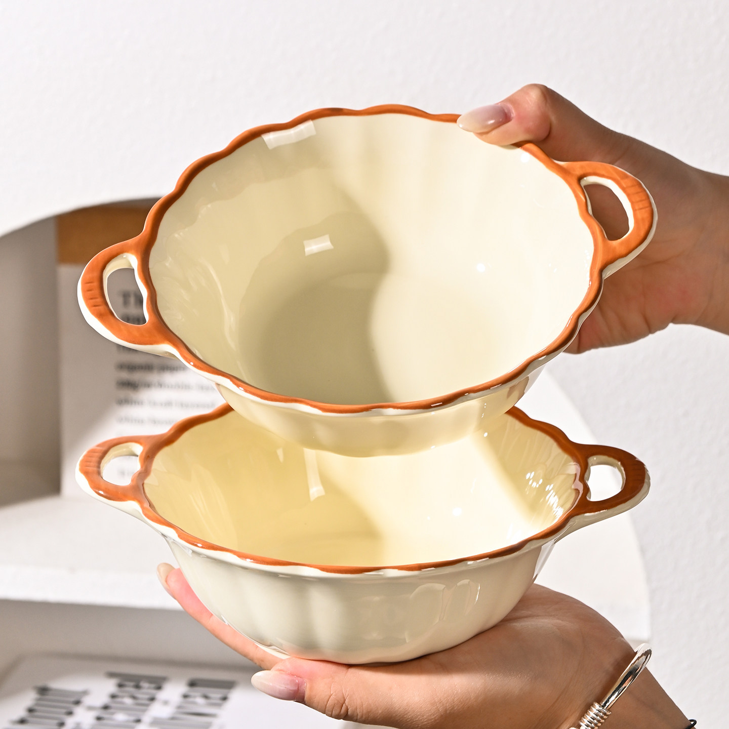 双耳陶瓷面碗个人专用釉下彩汤碗家用2025新款高颜值水果沙拉碗,餐饮具,碗,淘宝优惠券,粉丝福利购,淘宝优惠卷