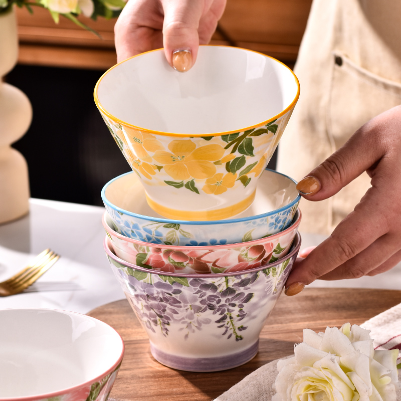 陶瓷斗笠碗5英寸家用高级感饭碗