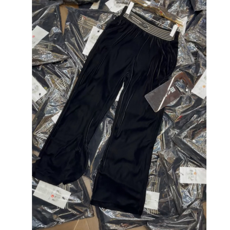 2026年春季新款装饰高腰丝绒阔腿裤女松紧腰宽松显瘦直筒休闲裤子,女装/女士精品,休闲裤,淘宝优惠券,粉丝福利购,淘宝优惠卷