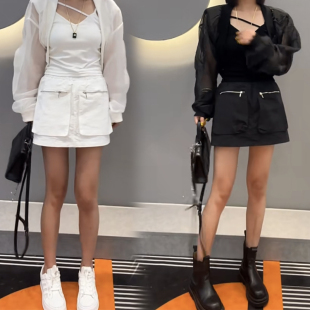 设计感拉链工装 H版 裙 大口袋休闲裙子女宽松百搭时尚 2023欧货夏季