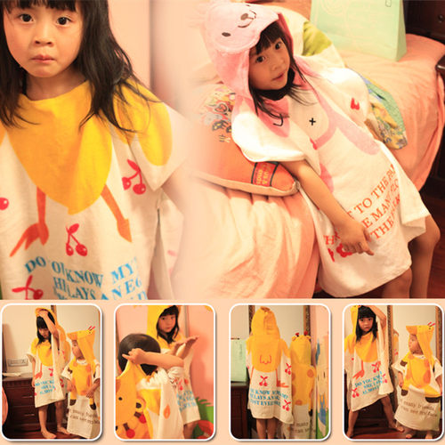 纯棉毛巾料儿童斗篷浴巾