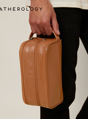 LEATHEROLOGY真皮大容量洗漱包男女旅行收纳包双拉链手提包
