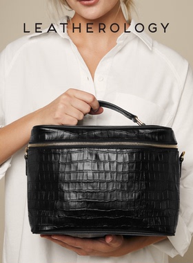 LEATHEROLOGY奥勒吉真皮手提化妆包女轻奢便携大容量旅行化妆包