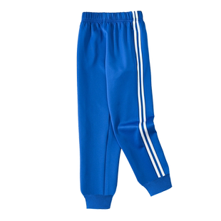 儿童运动裤校服裤男童女中小学生蓝色一道二两三条杠粗束小脚加绒