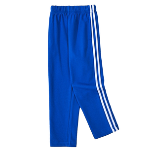 儿童运动裤校服裤男童女中小学生宝蓝色一道二两三条粗杠针织棉厚