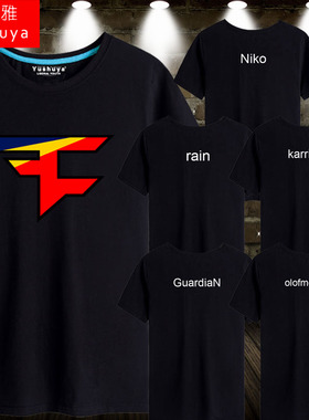 FaZe战队队服短袖t恤CSGO比赛服新款男士纯棉半截袖大码体恤衣服