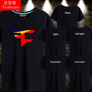 大码 FaZe战队队服短袖 纯棉半截袖 男士 体恤衣服 t恤CSGO比赛服新款