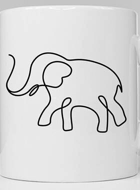 Elephant Mug Minimal Elephant Coffee Mug 大象杯陶瓷马克杯