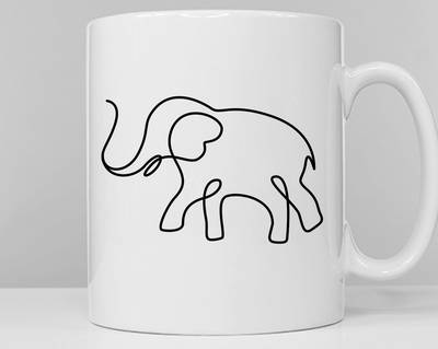 Elephant Mug Minimal Elephant Coffee Mug 大象杯陶瓷马克杯