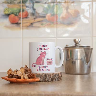 Sarcasm Burnt Calories Cat Mug讽刺烧焦的卡路里猫杯滑稽咖啡杯
