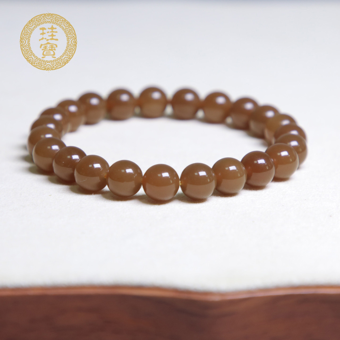 和田玉糖玉手串直径8mm带证书