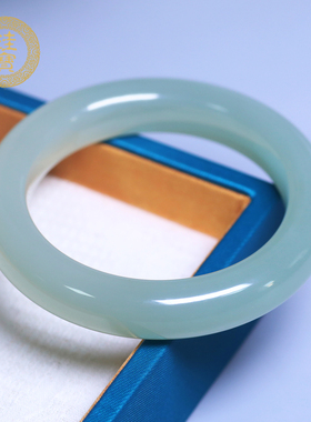 珪宝和田玉高冰绿晴手镯女56.5mm