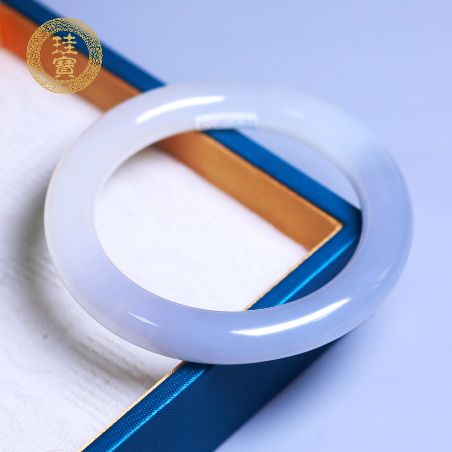 珪宝和田玉烟紫圆条玉镯女61.6mm