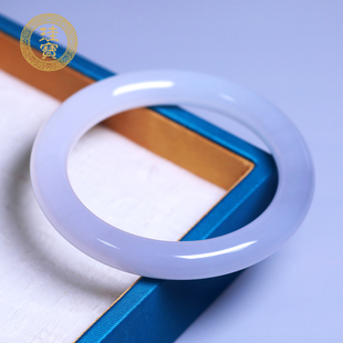 珪宝59mm和田玉冰底浅烟紫圆条手镯女款天然玉石玉镯子带证书0170