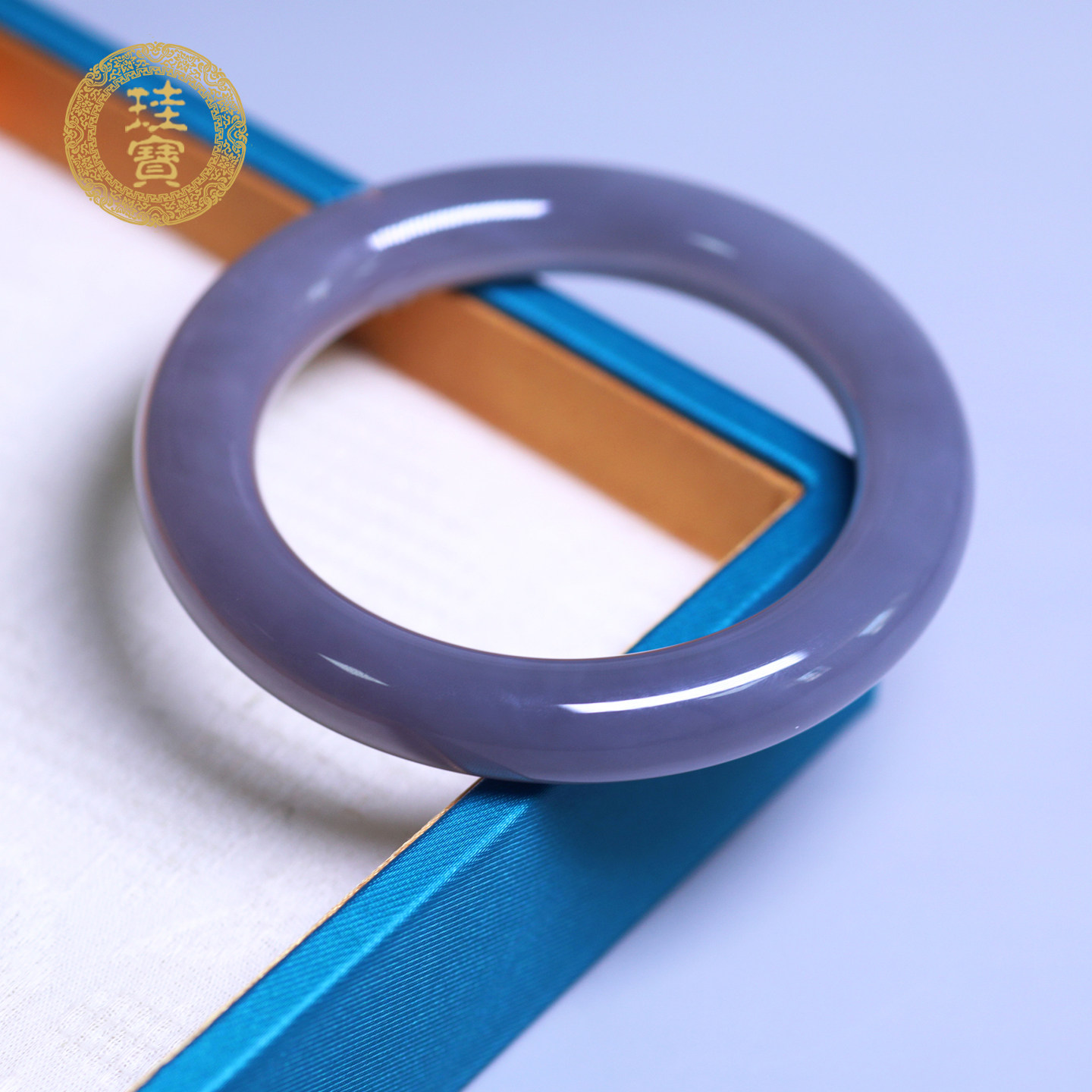 珪宝和田玉冰烟紫美人条手镯56mm