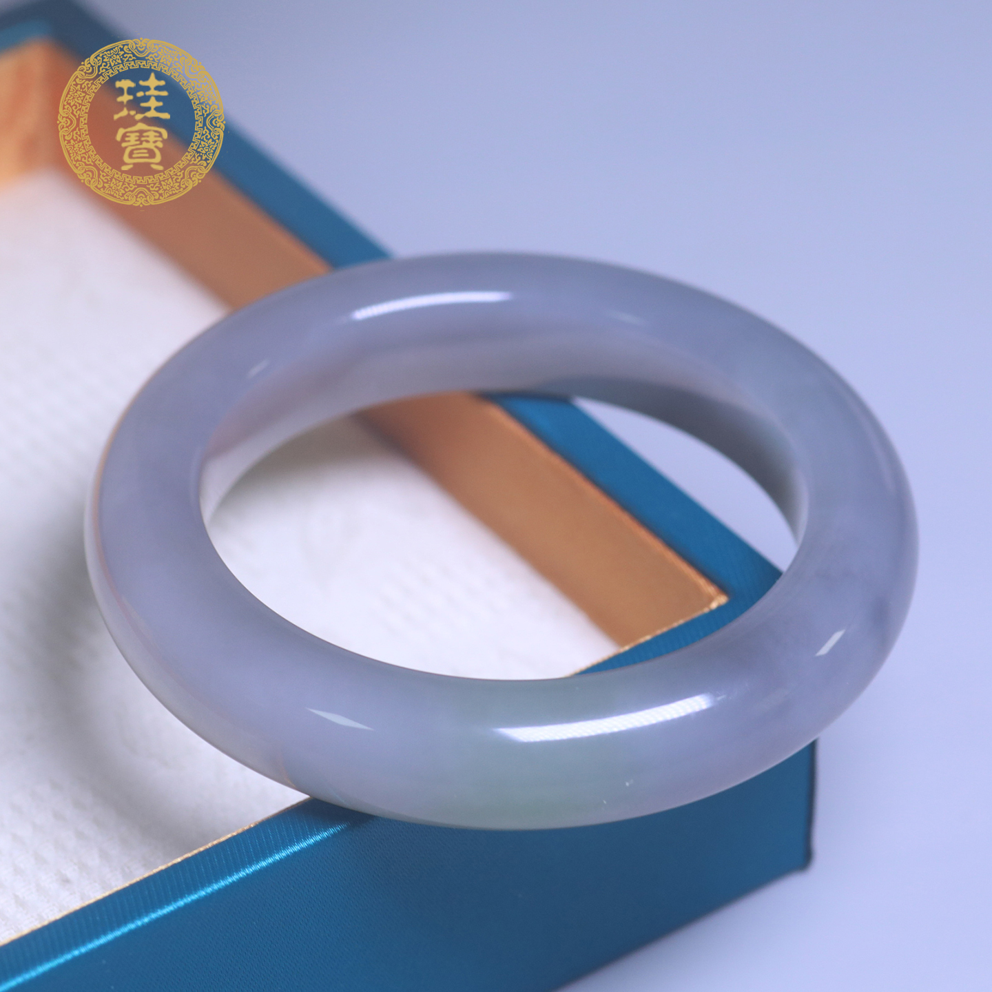 珪宝和田玉烟紫翠青手镯54.6mm