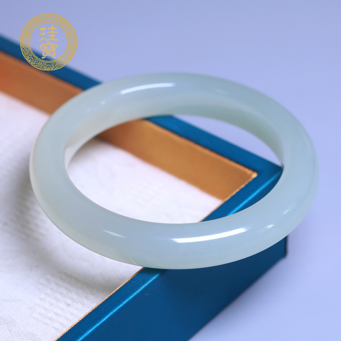 珪宝和田玉高冰晴水宽条手镯60mm