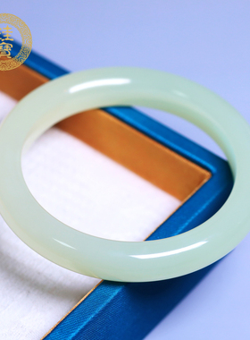 珪宝和田玉黄玉宽条手镯女55.6mm