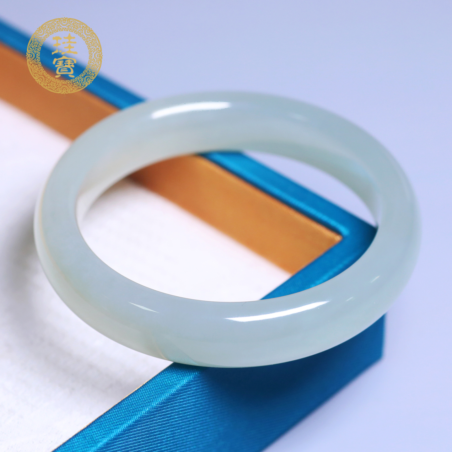 珪宝和田玉冰晴水宽条手镯55.7mm