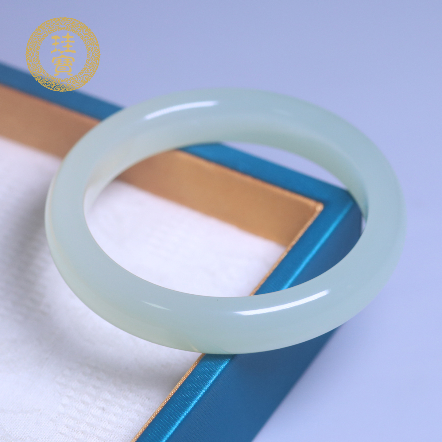 珪宝和田玉晴水宽条手镯女57.5mm