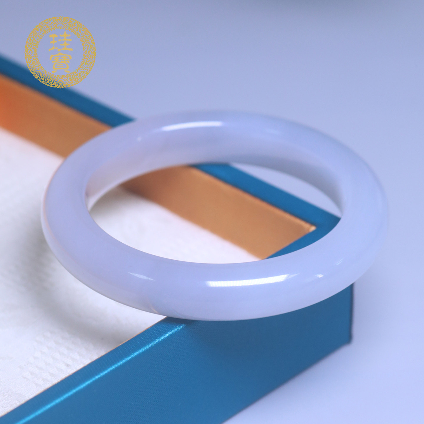 珪宝和田玉烟紫宽条手镯女57.2mm